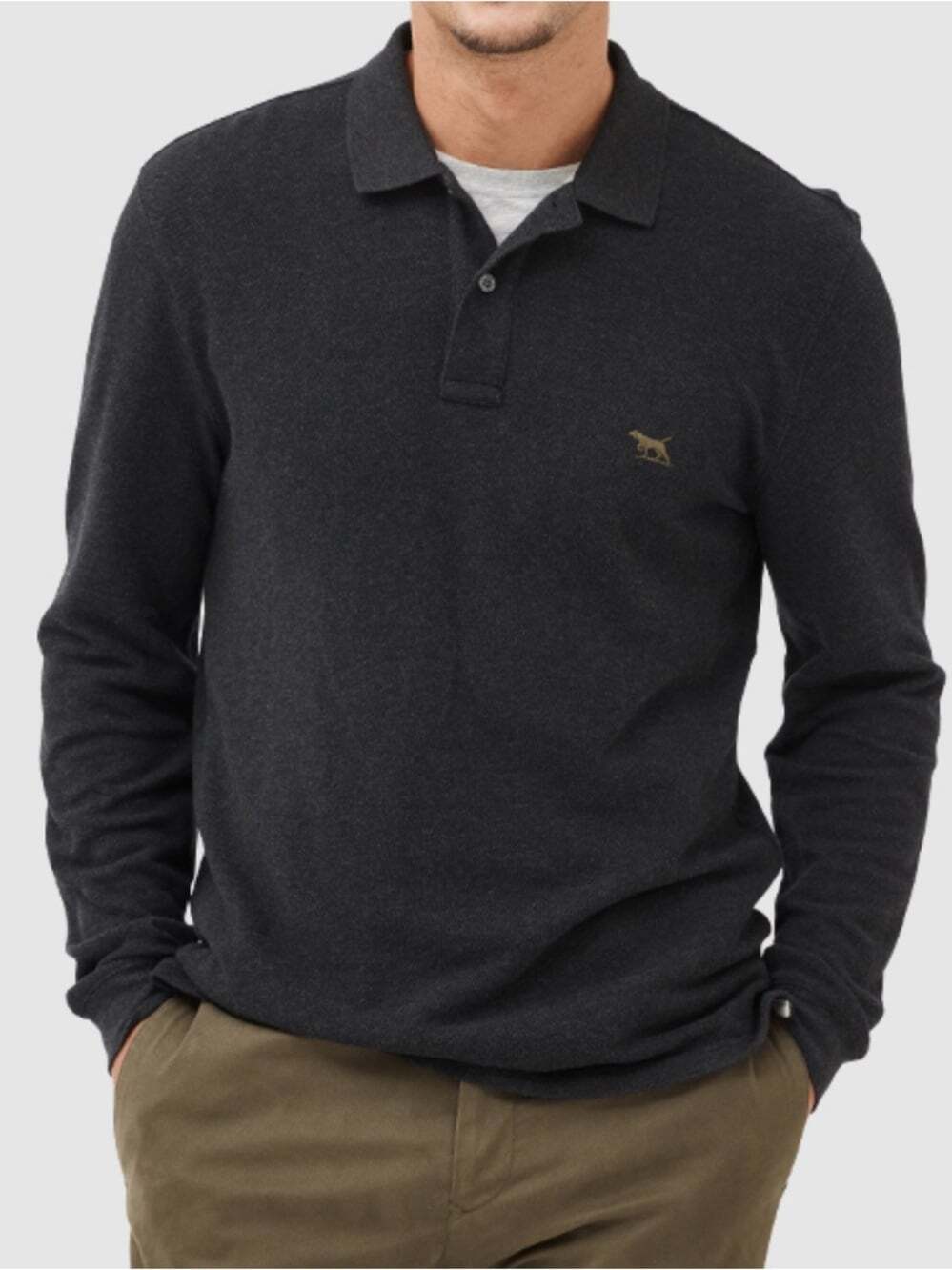Rodd & Gunn Classic Men's Long-Sleeve Polo Shirt - Charcoal, Size Large